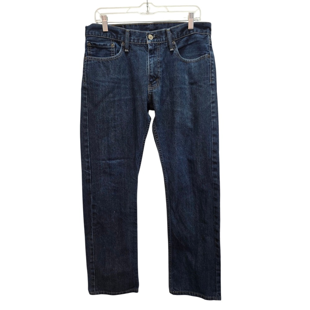 Levi's 514 Straight Leg Dark Wash Denim Jeans Men's Tag 33x32 (Actual 34x32)